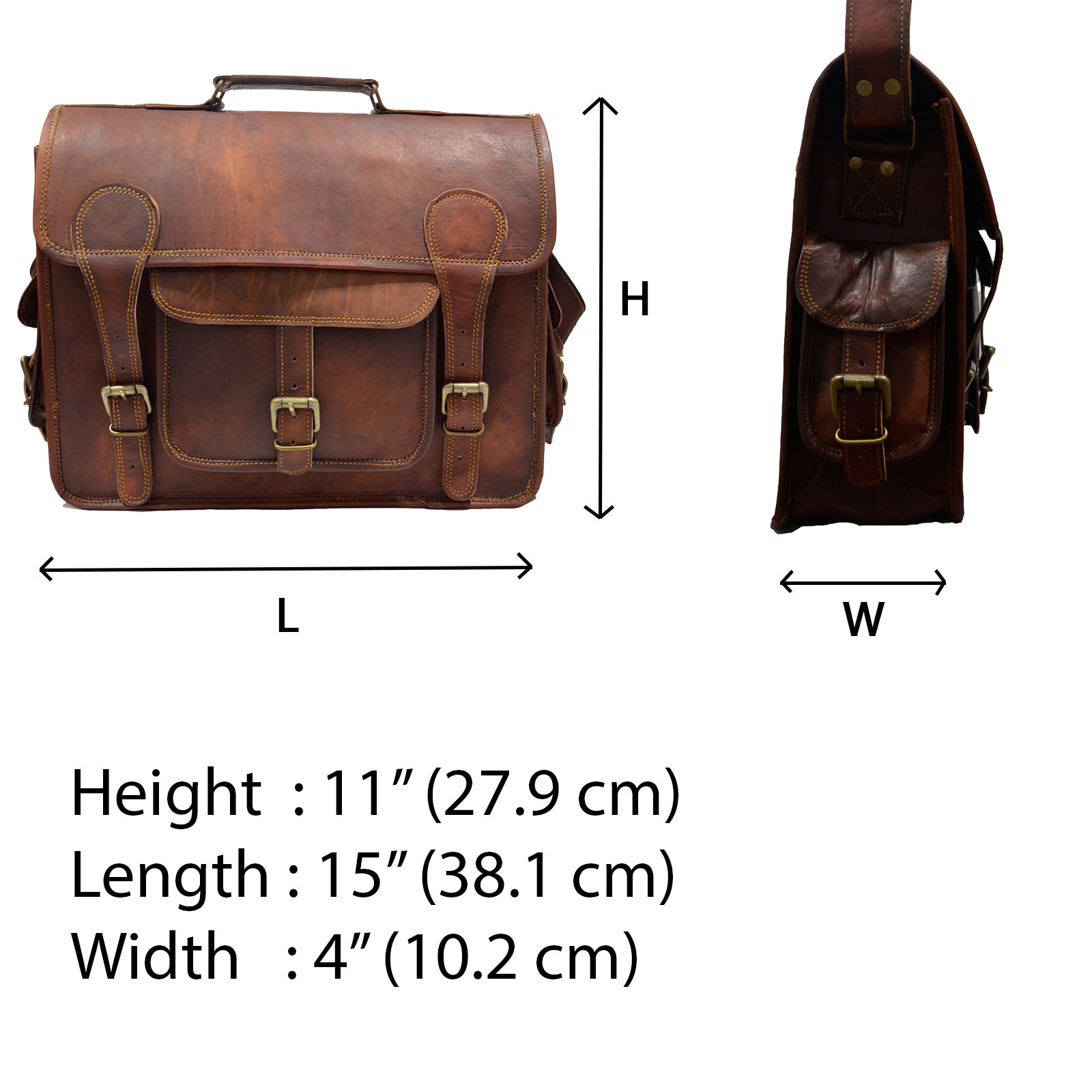 Brown Carryall Genuine Leather  Office Laptop Camera Lens KIt Photography Bag